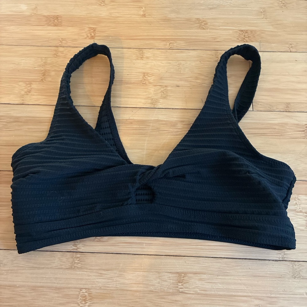 Black Textured Knot Bikini Top (S)